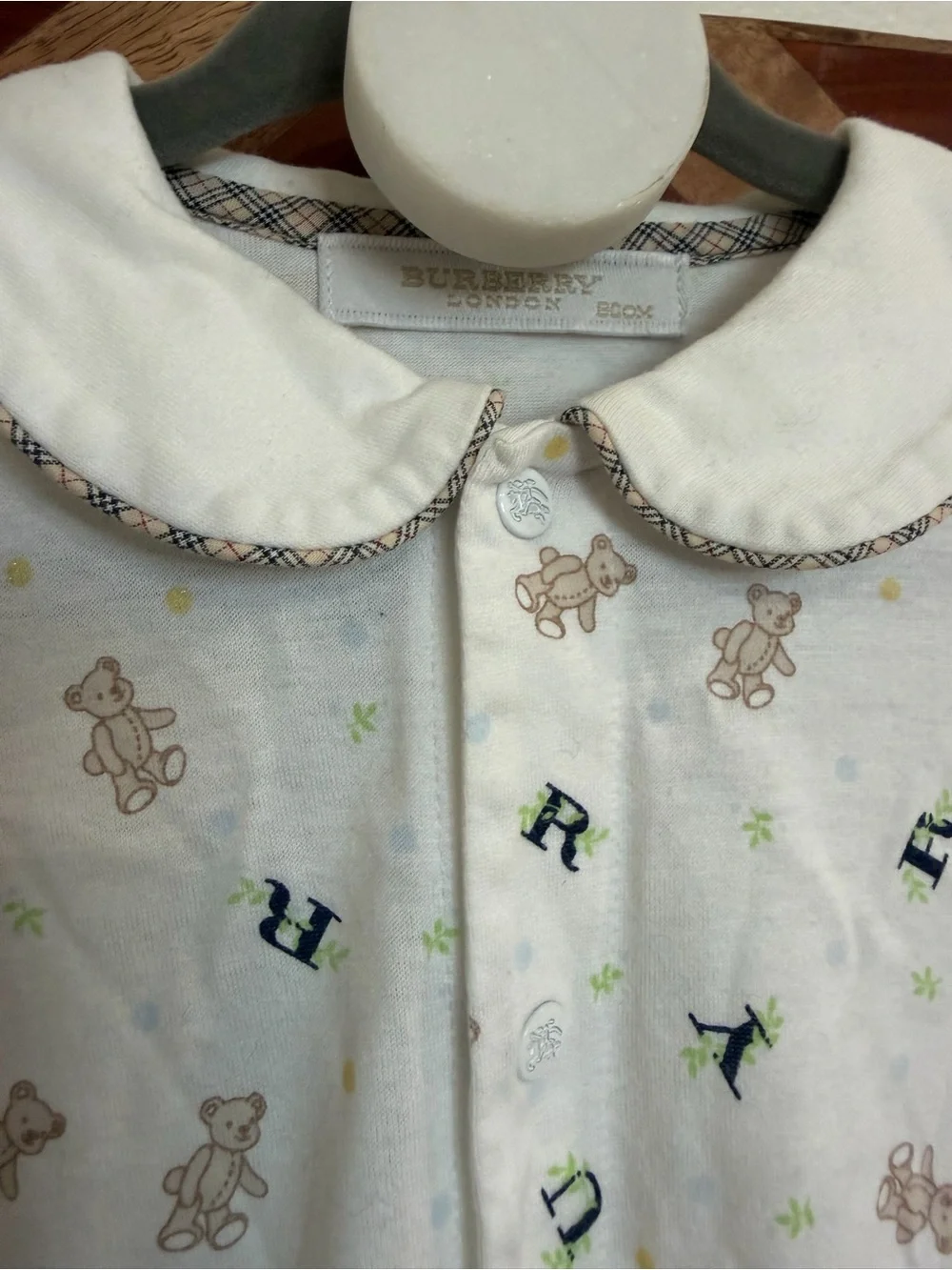 Burberry baby White Teddy Bear Print One-Piece for baby girl baby boy